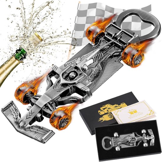 Unieke Raceauto Flesopener van Zinklegering - Cadeau voor Mannen en Raceliefhebbers