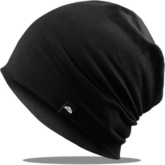 Unisex muts lichtgewicht zwart 54 cm - warme winter accessoire met omslag van Avento