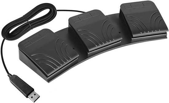 Universeel Voetpedaal - Voetschakelaar USB - Computer Bediening - Aanpasbare Sneltoetsen - 367 x 143 x 45mm - Zwart