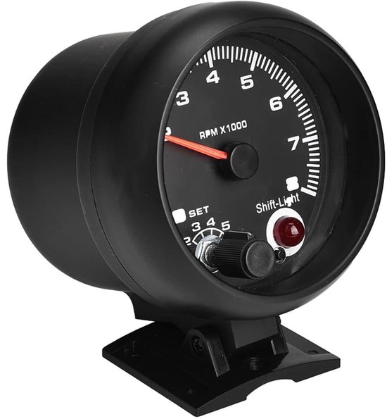 Universele 12V Toerenteller tot 8000 RPM met LED Shift Light van Merkloos