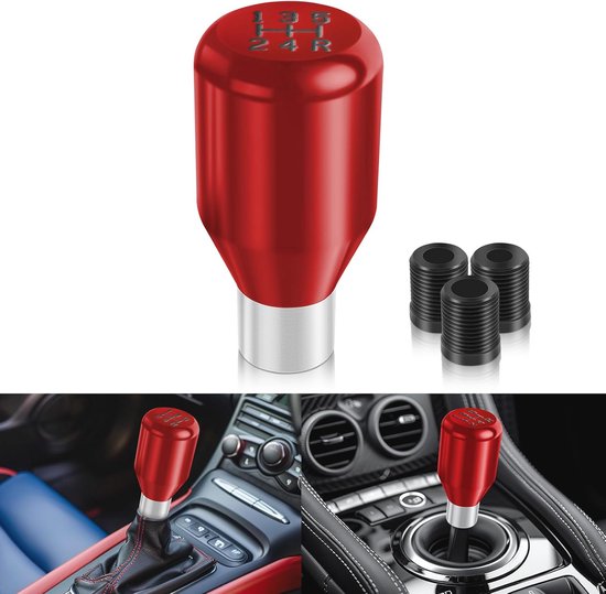 Universele 5 Versnellingen Autoversnellingspook Knop met Metalen Afwerking en 3 Adapters van universele