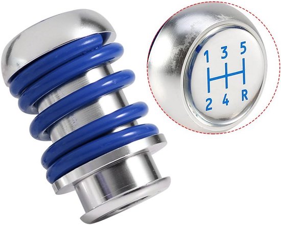 Universele Aluminium Versnellingspook 5 Versnellingen Blauw - Inclusief Adapters van Merkloos