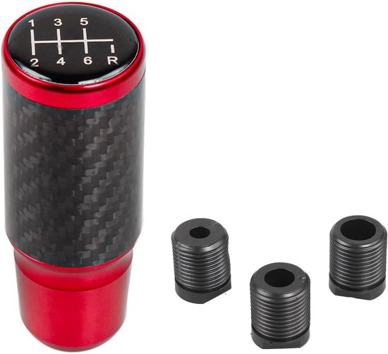 Universele Aluminium Versnellingspook met 6 Versnellingen en 3 Adapters (Rood) van Merkloos