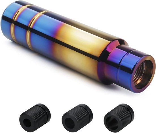 Universele Aluminium Versnellingspookknop 13 cm Blauw Goud met 3 Adapters van Merkloos