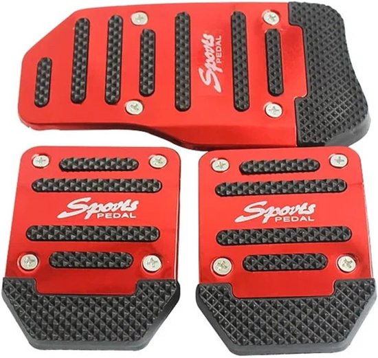 Universele Antislip Pedaal Covers - Auto Pedaal Set - Verbeteren Rijervaring - Antislip Rubber Grip - 3-delige Set - Rood