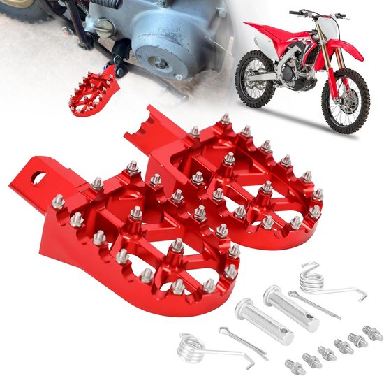 Universele CNC Voetsteunen Voetpedalen Rood voor Pitbike CRF XR 50 70 110 en Chinese Motocross van MonkeyParts