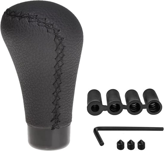 Universele Handgeschakelde Versnellingspook Knop Leer en Aluminium met 4 Adapters