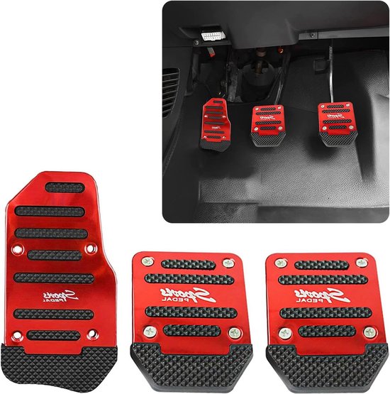 Universele Pedaalhoezen - Auto Pedaal Covers - Veiliger Rijden - Antislip Ontwerp - Universeel Formaat - Rood