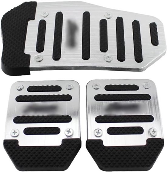 Universele Pedaalset - Antislip Pedaalhoezen - Verbeter Rijervaring - Antislip Rubber - 3 Stuks - Zilver
