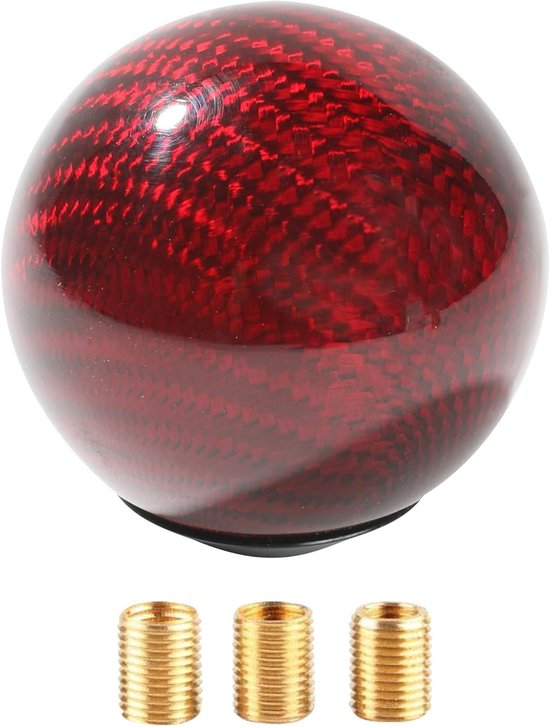 Universele Pookknop - Automatische Schakelpook - Auto Interieur Tuning - Koolstofvezel Patroon - 5.1cm Diameter - Carbon Rood