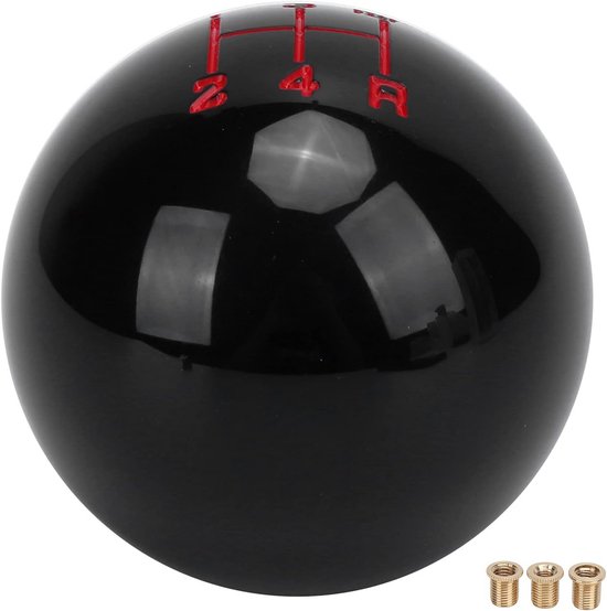 Universele Ronde Versnellingspook Knop 5 Versnellingen Ball - Handgeschakeld - Inclusief 3 Adapters (Zwart) van universele