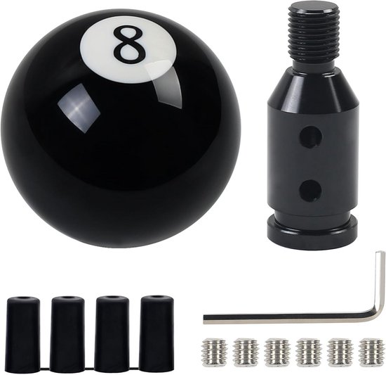 Universele Schakelknop Rond Zwart 8-Bal Design - Geschikt voor Handmatige Versnellingsbak van Merkloos