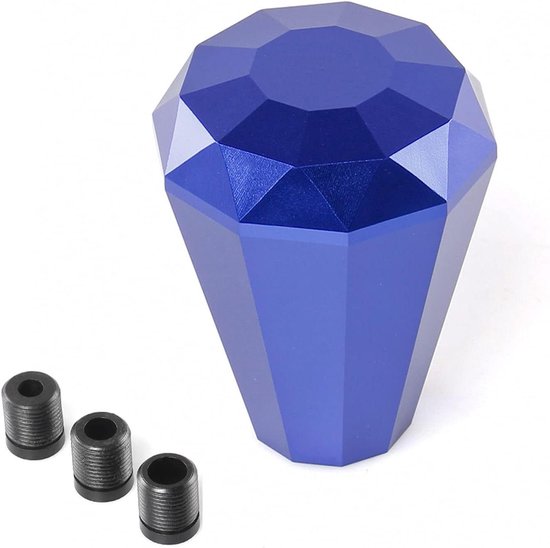 Universele Schakelpookknop - Versnellingspook Aluminium - Auto Interieur Verbeteren - Diamant Vorm Design - Met 3 Adapters - Blauw
