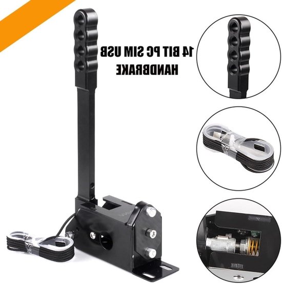 USB Handrem - Handrem PC - Race Simulatie - 16-Bit Hall Sensor - 37 x 31 x 9 cm - Zwart