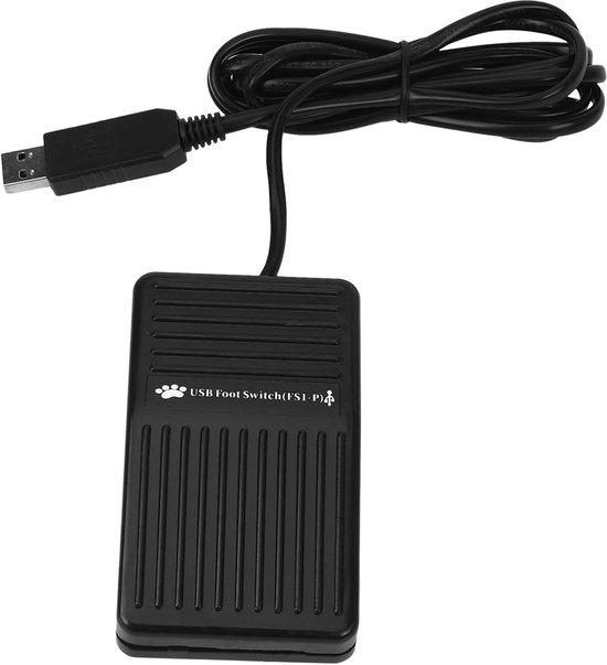 USB Voetpedaal - Voet Switch - Computer Bediening - Programmeerbare Functies - 16 cm - Zwart