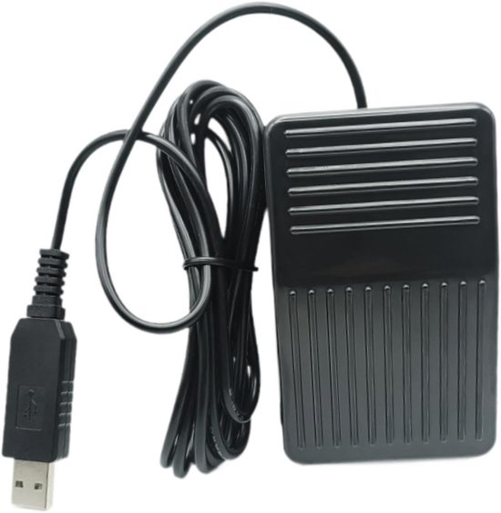 USB Voetpedaal - Voetschakelaar - Handsfree Bediening - Aanpasbare Software - 2 Meter Kabel - Zwart