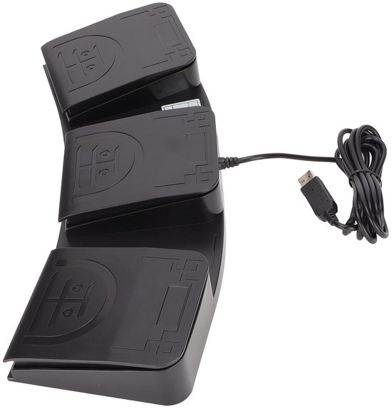 USB Voetpedaal - Voetschakelaar PC - Gaming Productiviteit - Programmeerbare Toetsen - 39 x 17 x 5 cm - Zwart