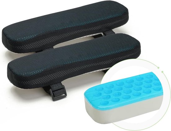 Verkoelende Gel Kussens voor Armleuningen van Bureaustoelen en Gaming Stoelen met Geheugenfoam voor Drukverlichting en Comfort