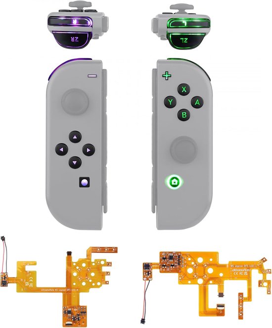 Verlichte Knoppen Set - Joycon Accessoires - Gaming Personaliseren - Meerdere Kleuren 9 Modi - 5x5x1.5 cm - Zwart