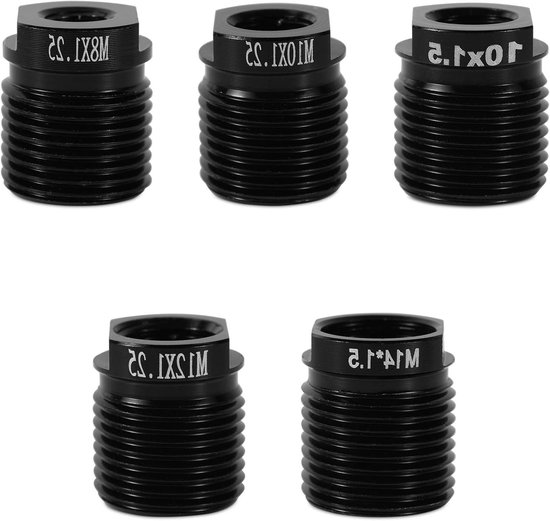 Versnellingspook adapterset - Schroefdraad adapters - Auto aanpassen - Universele pasvorm - 5 stuks - Zwart