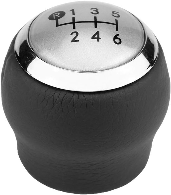 Versnellingspook Knop - Pookknop Auto - Auto Interieur Verbeteren - Ergonomisch Ontwerp - 6 Versnellingen - Zwart Grijs Zilver