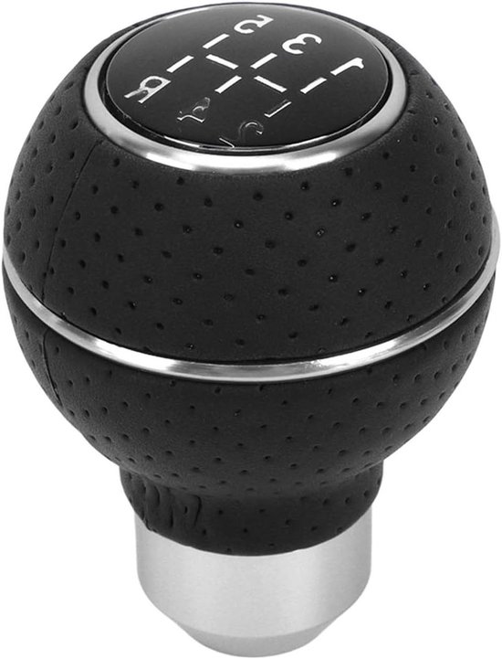 Versnellingspook Knop - Pookknop Handgeschakeld - Auto Rijden - Aluminium Legering Leder - 5 Versnellingen - Wit