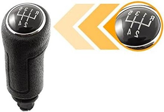 Versnellingspook Knop - Schakelknop Handbak - Auto Rijden - 5 Versnellingen - 12.3 cm - Zwart Zilver
