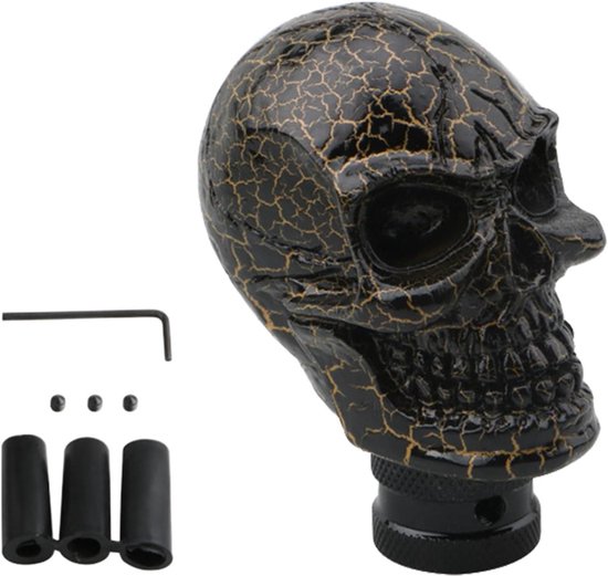 Versnellingspook Knop - Schakelpook Decoratie - Interieur Personaliseren - Uniek Doodskop Design - 14 x 5 cm - Zwart