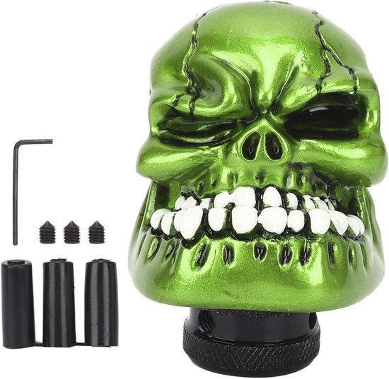 Versnellingspook Knop - Schedel Hendel - Auto Rijden - Hars Materiaal - 8-12MM Adapters - Groen