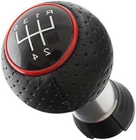 Versnellingspook - Schakelpook - Auto Onderdelen - 5 Versnellingen Leer - 1 Stuks - Zwart Rood