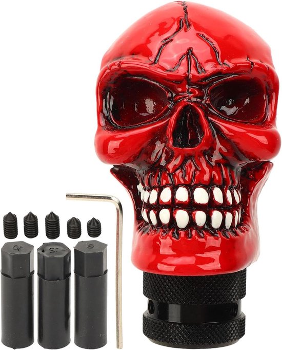 Versnellingspook Schedel - Pookknop Doodskop - Auto Personaliseren - Punk Skelet Design - Universeel Handmatig - Rood