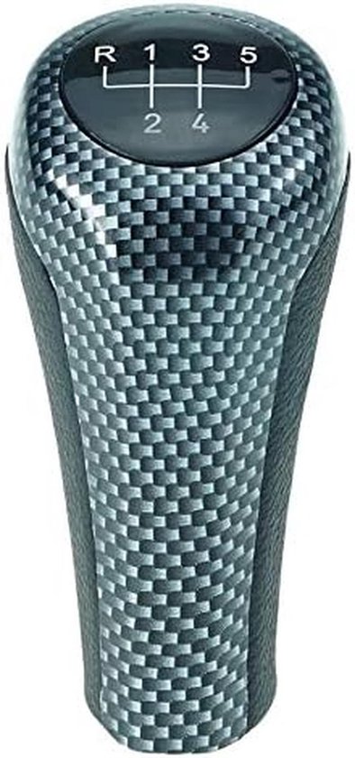 Versnellingspook Zwart Leder/Carbon Look voor 5 Versnellingen - Plug & Play Vervangingsonderdeel