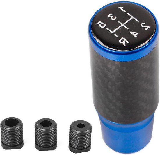 Versnellingspookknop Auto - Schakelknop Universeel - Auto Interieur Upgraden - Aluminium Comfort Grip - 5 Snelheden - Blauw