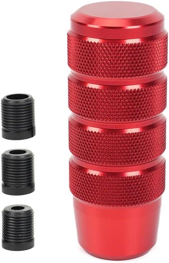 Versnellingspookknop Auto - Schakelknop Universeel - Auto Interieur Upgraden - Aluminiumlegering Materiaal - 3 Adapters 8 10 12mm - Rood