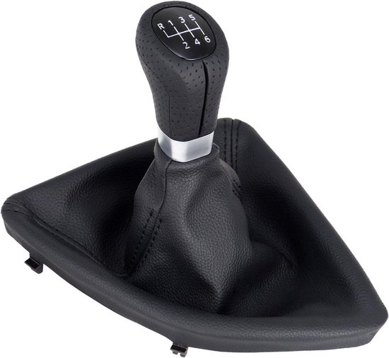 Versnellingspookknop en Schakelzak voor 6 Versnellingen Zwart Geperforeerd Leer van Merkloos