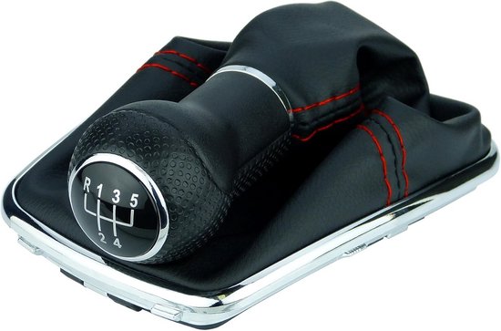 Versnellingspookknop GTI-Look Rood 5 Versnellingen met Chroom Frame voor VW Golf 4 Bora Reserveonderdeel