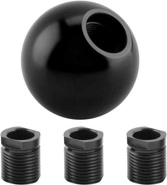 Versnellingspookknop Metaal - Pookknop Rond - Auto Aanpassen - Universele Pasvorm - 10 cm Diep - Zwart
