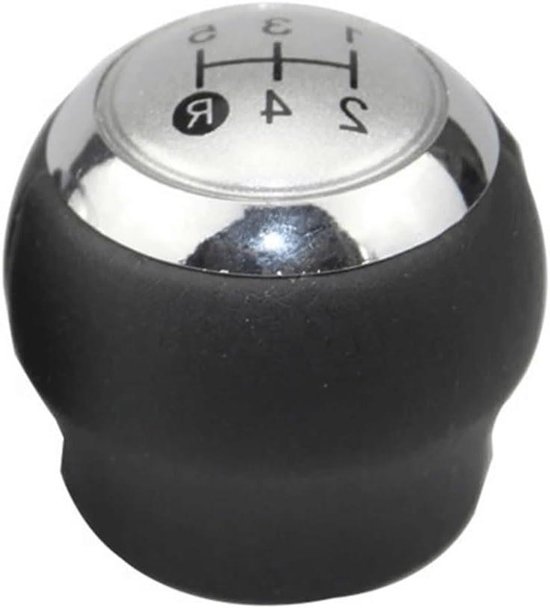 Versnellingspookknop - Pook Hendel - Auto Interieur - PU Leer - 5 Snelheden - Zwart Zilver