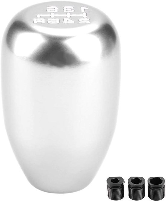 Versnellingspookknop - Schakelknop Pook - Auto Aanpassen - Universele Montage - 3 Adapters - Zilver van Merkloos