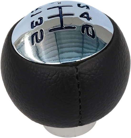 Versnellingspookknop - Schakelknop Pook - Handgeschakelde Auto - 6 Versnellingen Tekens - 50 Gram - Zwart Zilver