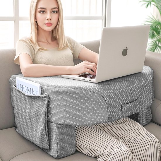 Verstelbaar Leeskussen met Extra Armleuning - Ideaal voor Laptop en Gaming in Bed, Vloer of Bank van Livinhok.