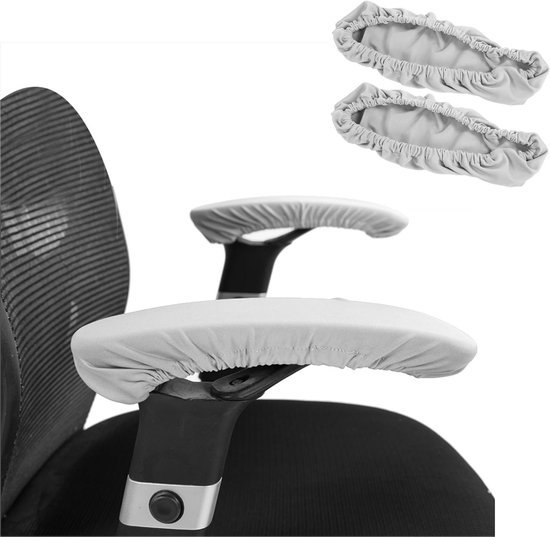 Verstelbare Armsteun Beschermhoezen voor Kantoorstoelen - Elastische Stretch Covers voor Comfort en Bescherming van Ellebogen en Onderarmen (Grijs) van Merkloos