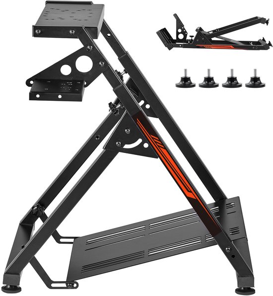 Verstelbare en Opvouwbare Racestuurstandaard, Compatibel met Logitech G923 G920 G29 G27 en Thrustmaster T300rs TX F458 T500rs T3pa-Pro(F1/GT), Gamingcockpit met Pedaalondersteuning, Compact Ontwerp van Merkloos