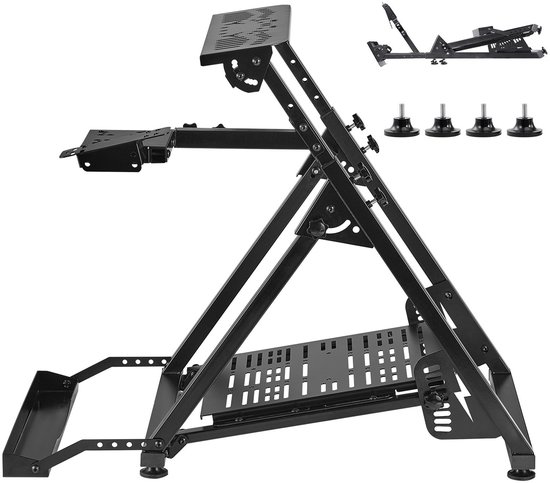 Verstelbare en Opvouwbare Racestuurstandaard, Compatibel met Logitech G923 G920 G29 G27, Thrustmaster T300rs TX F458 T500rs T3pa-Pro(F1/GT), Gaming Cockpit Stand, Pedalen Niet Inbegrepen van Merkloos