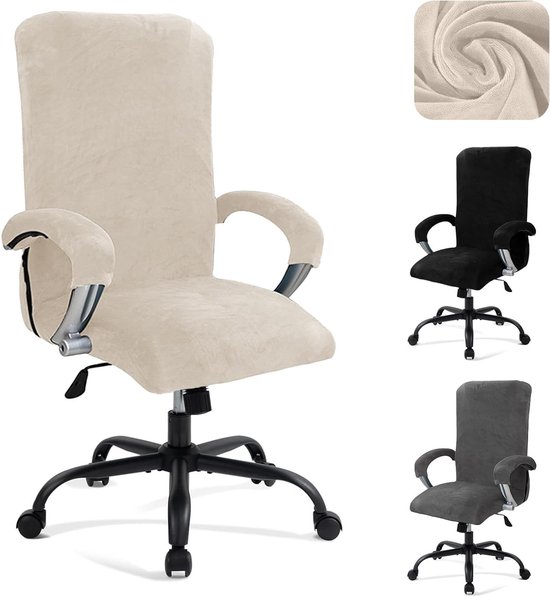Verstelbare en Rekbare Stoelhoes voor Kantoorstoel met Armleuningen, Universele Bescherming, Beige, XL van Merkloos