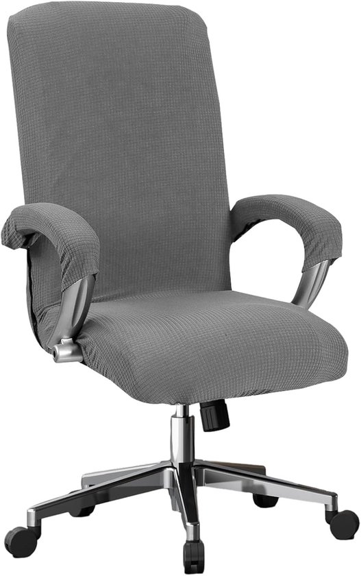 Verstelbare en Wasbare Stoelhoes voor Kantoorstoelen, Elastische Bescherming voor Draaisteunen en Armleuningen in Grijs