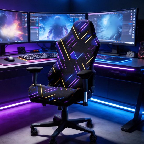 Verstelbare Gaming Stoel Cover - Wasbare Stretch Cover voor Computerstoel met Armleuningen en Rugleuning, Ideaal voor Thuis, Kantoor en Speelkamer