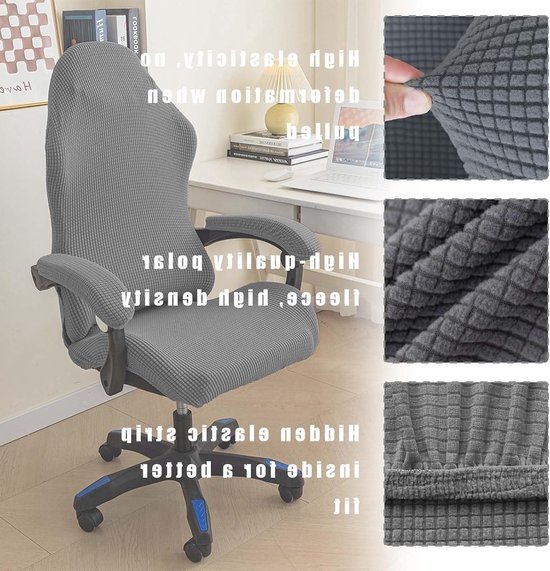 Verstelbare Gaming Stoel Hoes - Wasbaar en Antislip - Geschikt voor Computer- en Swivelstoelen - Lichtgrijs - 4 Stuks