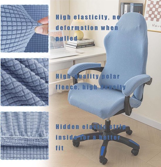Verstelbare Gaming Stoel Hoes - Wasbare, Antislip Bescherming voor Computer- en Draaisteun Stoelen - Blauw, 4 Stuks