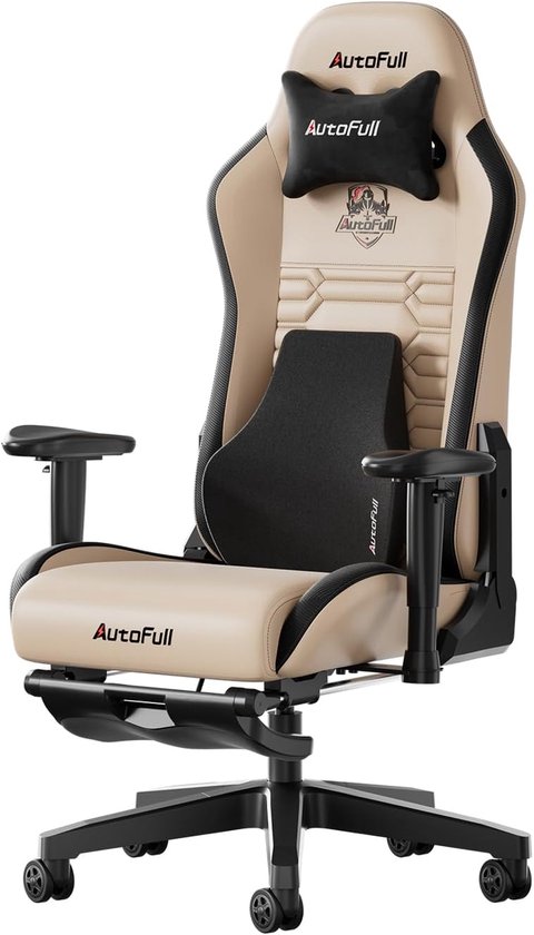 Verstelbare Gaming Stoel met Ergonomisch Ontwerp, Draaibaar, PU-Leer, Bruin van Merkloos